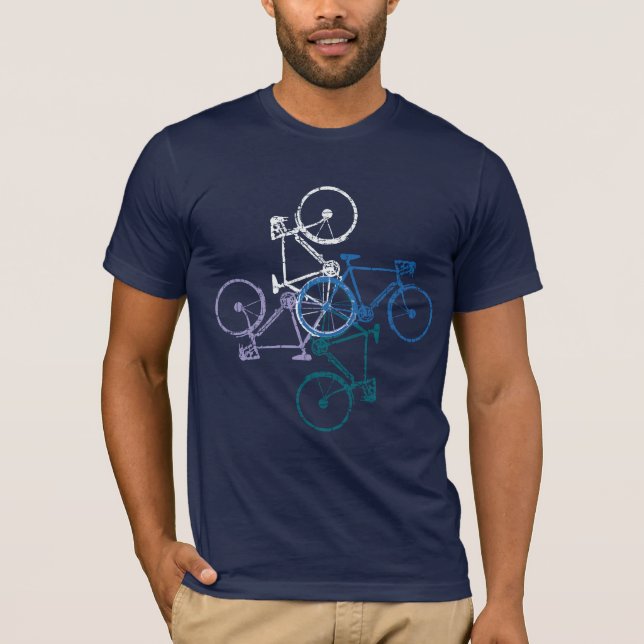 Blue Bikes Cycling Biking Cool T-Shirt (Front)
