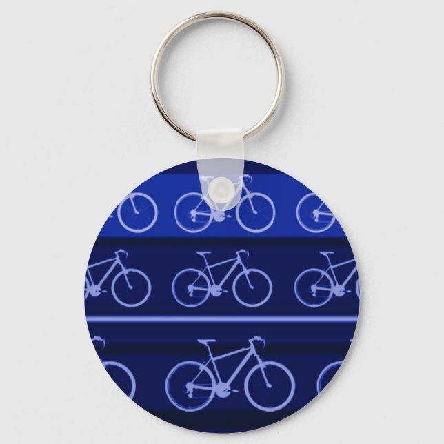 blue bikes on stripes key ring (Front)