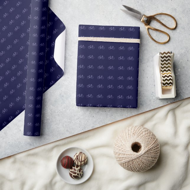 Blue Bikes Pattern All-Over-Printed Wrapping Paper (Crafts)