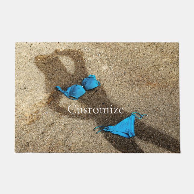 Blue Bikini Beach Sand Thunder_Cove  Doormat (Front)