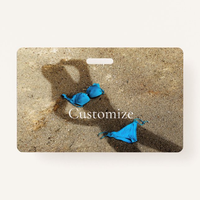 Blue Bikini Beach Sand Thunder_Cove  ID Badge (Front)