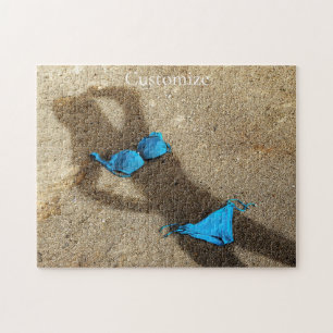 Blue Bikini Beach Sand Thunder_Cove Jigsaw Puzzle