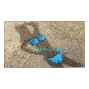 Blue Bikini Beach Sand Thunder_Cove Name Tag