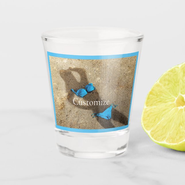 Blue Bikini Beach Sand Thunder_Cove Shot Glass (Front)