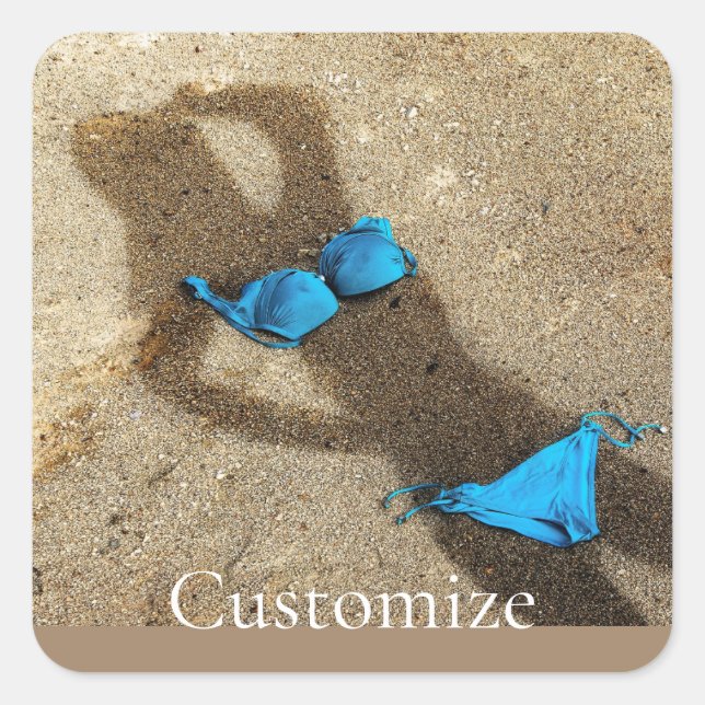 Blue Bikini Beach Sand Thunder_Cove Square Sticker (Front)