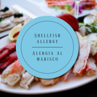 Blue Bilingual Shellfish Allergy Alert Spanish