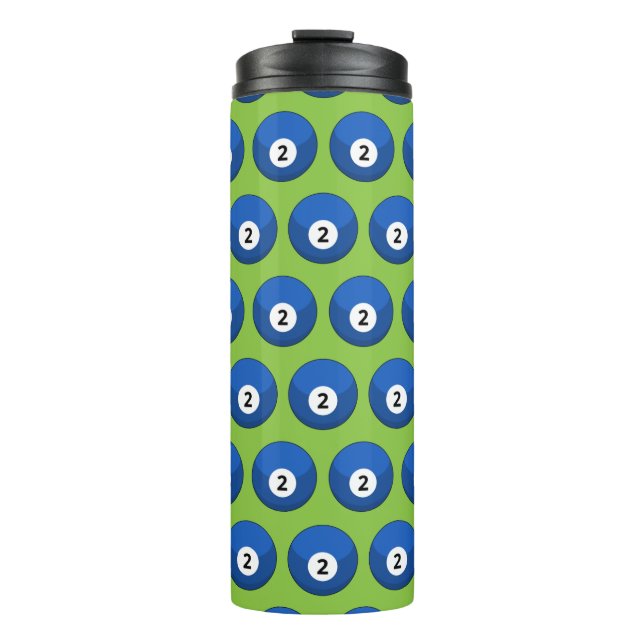Blue Billiard Ball Number Two Pattern Thermal Tumbler (Front)