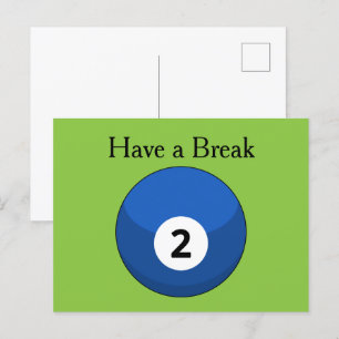 Blue Billiard Ball Number Two Personalise Holiday Postcard