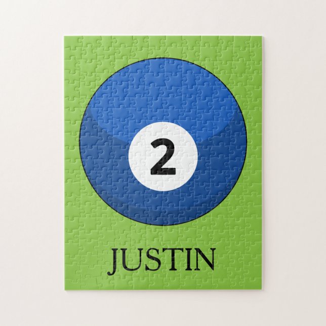 Blue Billiard Ball Number Two Personalise Jigsaw Puzzle (Vertical)