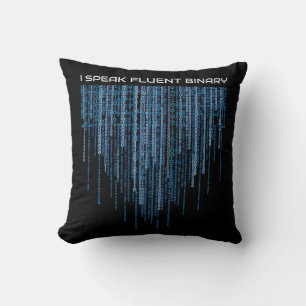 Blue Binary Code Cushion