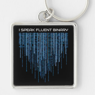 Blue Binary Code Key Ring