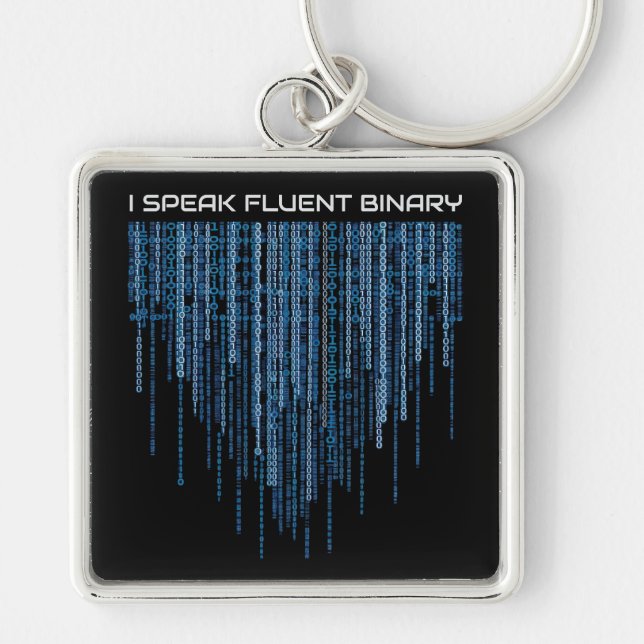 Blue Binary Code Key Ring (Front)