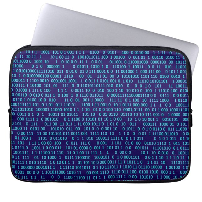 Blue Binary Numeral System Laptop Sleeve (Front)