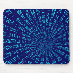 Blue Binary Tunnel Data Stream Concept Mouse Pad