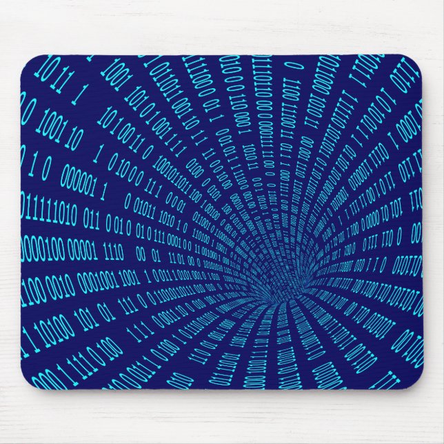 Blue Binary Tunnel Data Stream Concept Mouse Pad (Front)