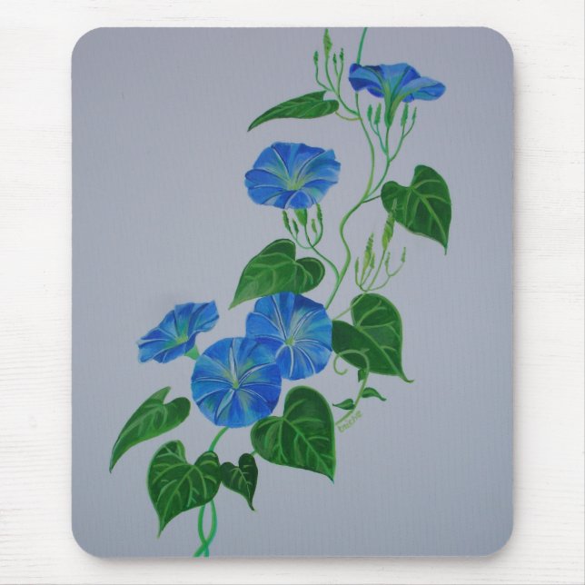 Blue Bindweed Mouse Pad (Front)