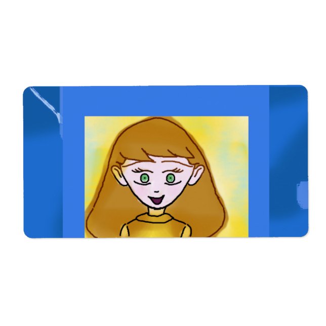 Blue Bingo Anime Cute Geometric Label (Front)