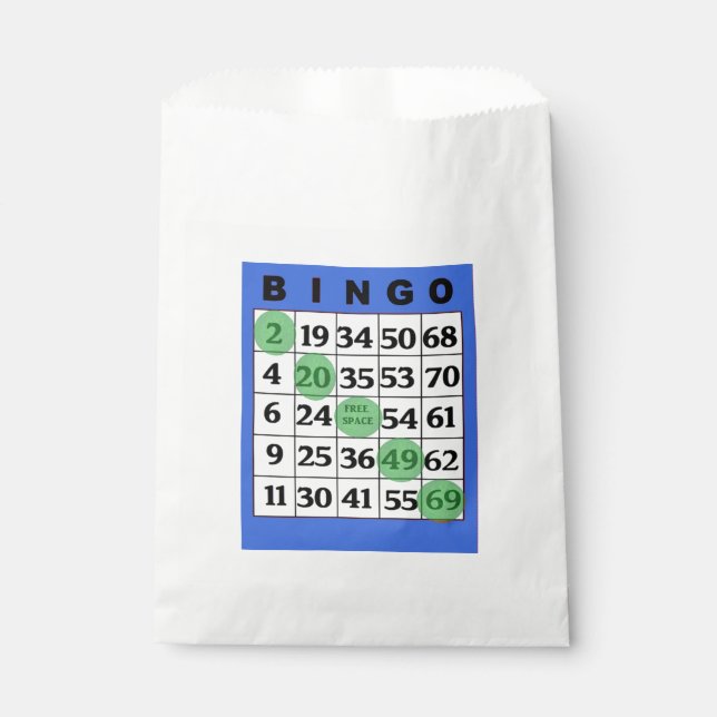 Blue BINGO Card Party Favour Bag (Front)