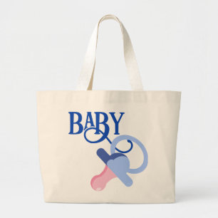 BLUE BINKY, BABY SHOWER  LARGE TOTE BAG