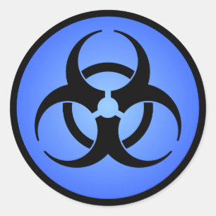 Blue Biohazard Symbol Sticker
