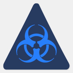 Blue Biohazard Symbol Triangle Sticker
