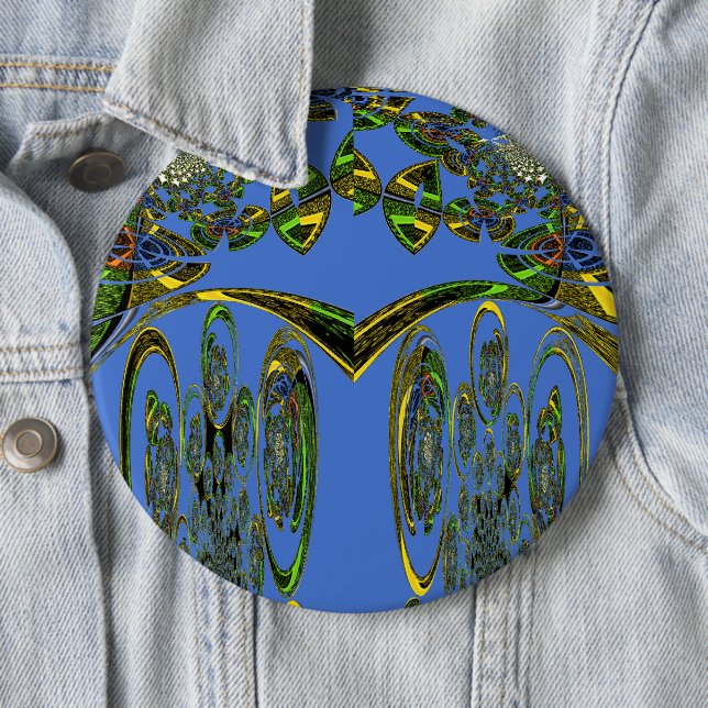 Blue bird 6 cm round badge (In Situ)