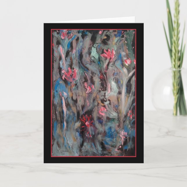 Blue Bird Abstract - Original Art Greeting Card (Front)