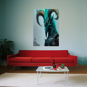 Blue bird alien AI Art Poster