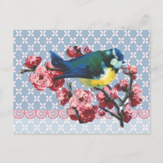 Blue Bird and Cherry Blossom Postcard