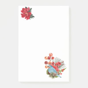 Blue Bird and Cherry Post-it Notes