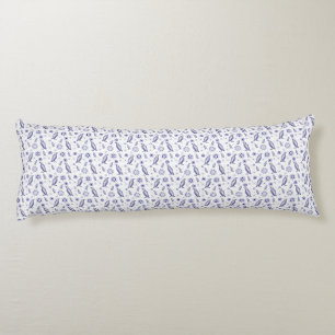 Blue bird and flowers seamless pattern body cushion