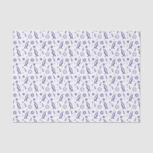 Blue bird and flowers seamless pattern tissue paper