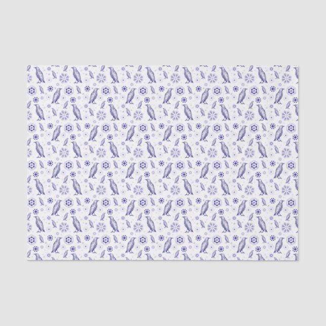 Blue bird and flowers seamless pattern tissue paper (Front)