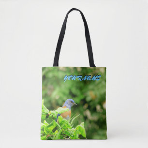 Blue Bird and your name Tote Bag