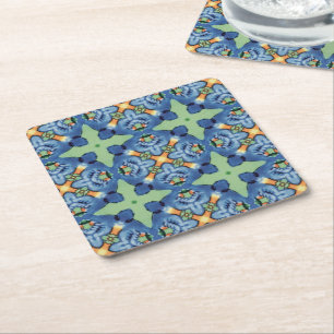 Blue Bird Arabesque Paper Coaster