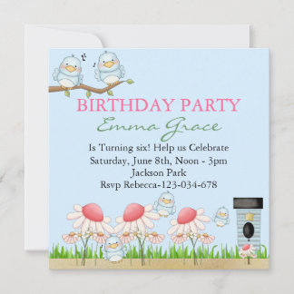 Blue Bird Birthday Invitation
