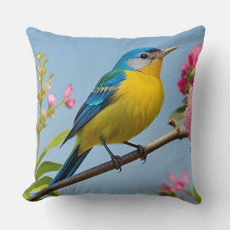 🕊️ Blue Bird Branch Art Gift For Nature Fans 🌷 Cushion