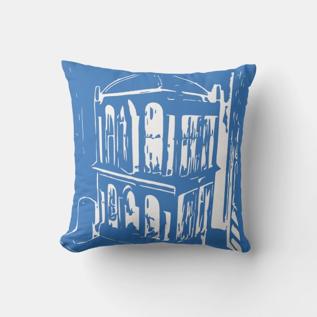 Blue Bird Cage Pillow (Front)