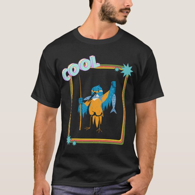 Blue bird catches fish. T-Shirt (Front)