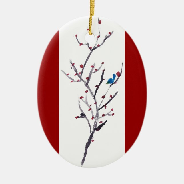 Blue Bird Ceramic Tree Decoration (Front)