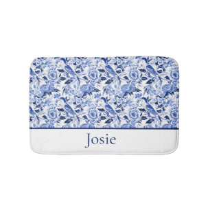 Blue Bird Chinoiserie Monogram Bath Mat