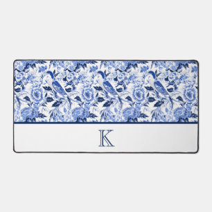 Blue Bird Chinoiserie Monogram Desk Mat