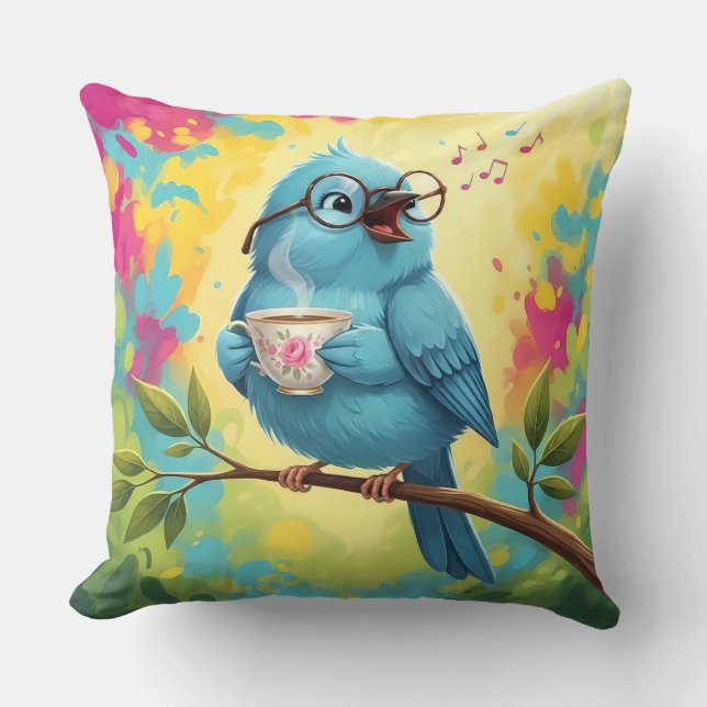 Blue Bird Cosy Throw Pillow  (Front)