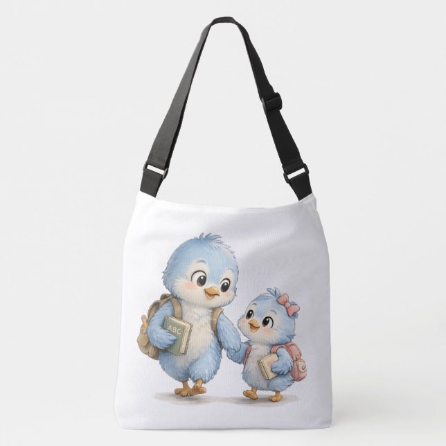 Blue Bird Family Shoulder Bag (Front)