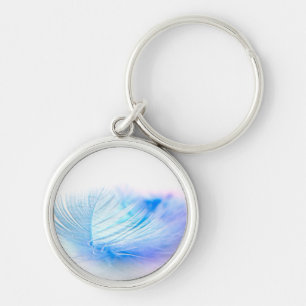 Blue Bird Feather Plume Key Ring