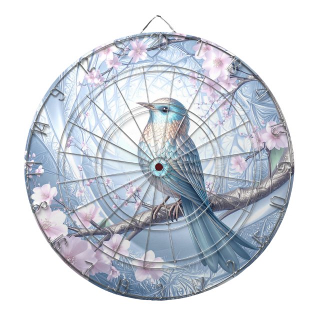 Blue Bird Floral Dartboard (Front)