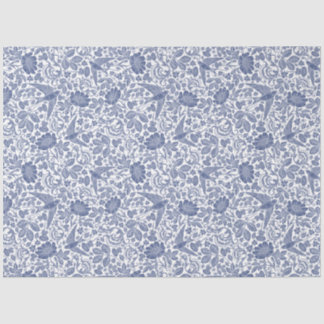 Blue bird floral decoupage tissue paper