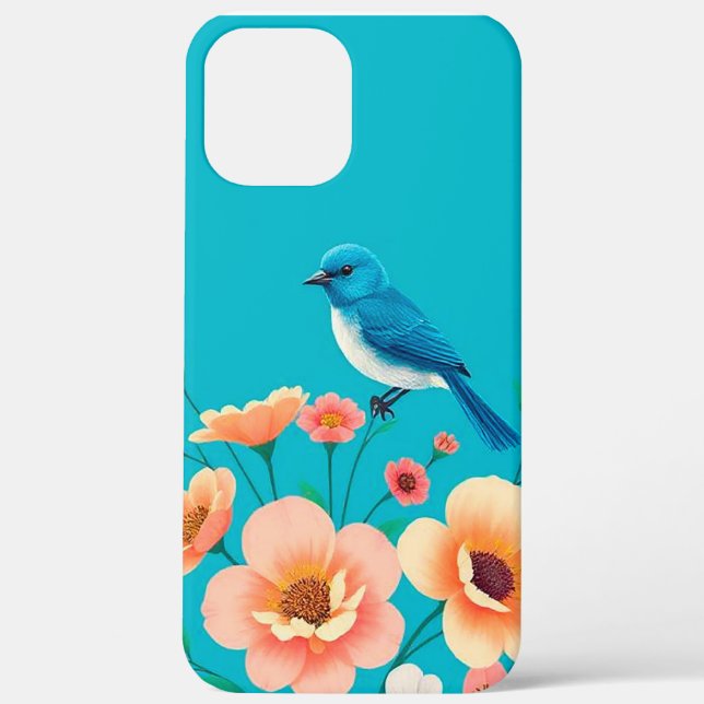 Blue Bird Floral Everyday Protection Grip Case-Mate iPhone Case (Back)