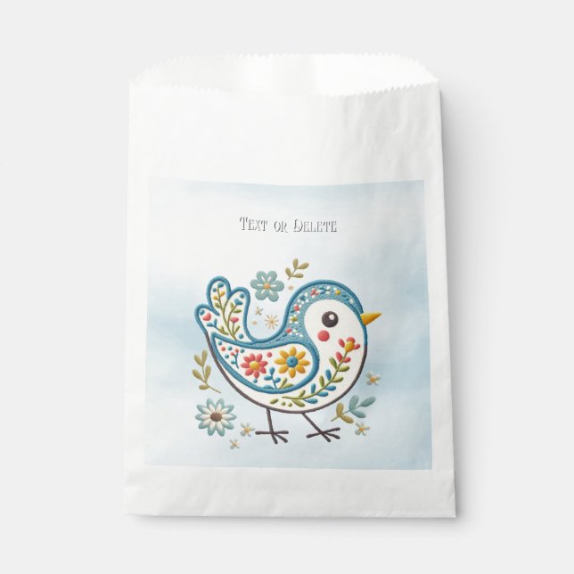 Blue Bird Floral Favour Bags (Front)