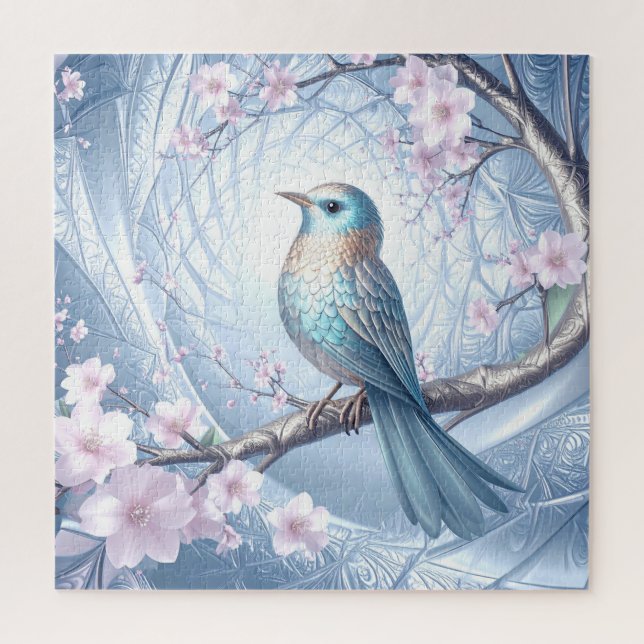 Blue Bird Floral Jigsaw Puzzle (Vertical)